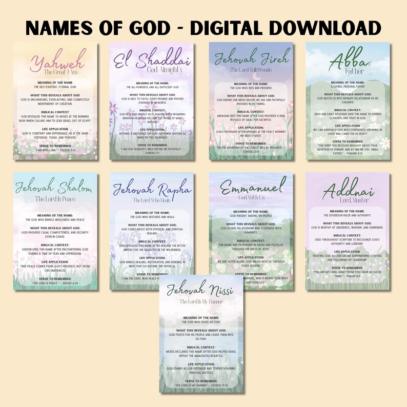 Names of God Bible Journaling Tip-ins | Scripture Study (digital ...