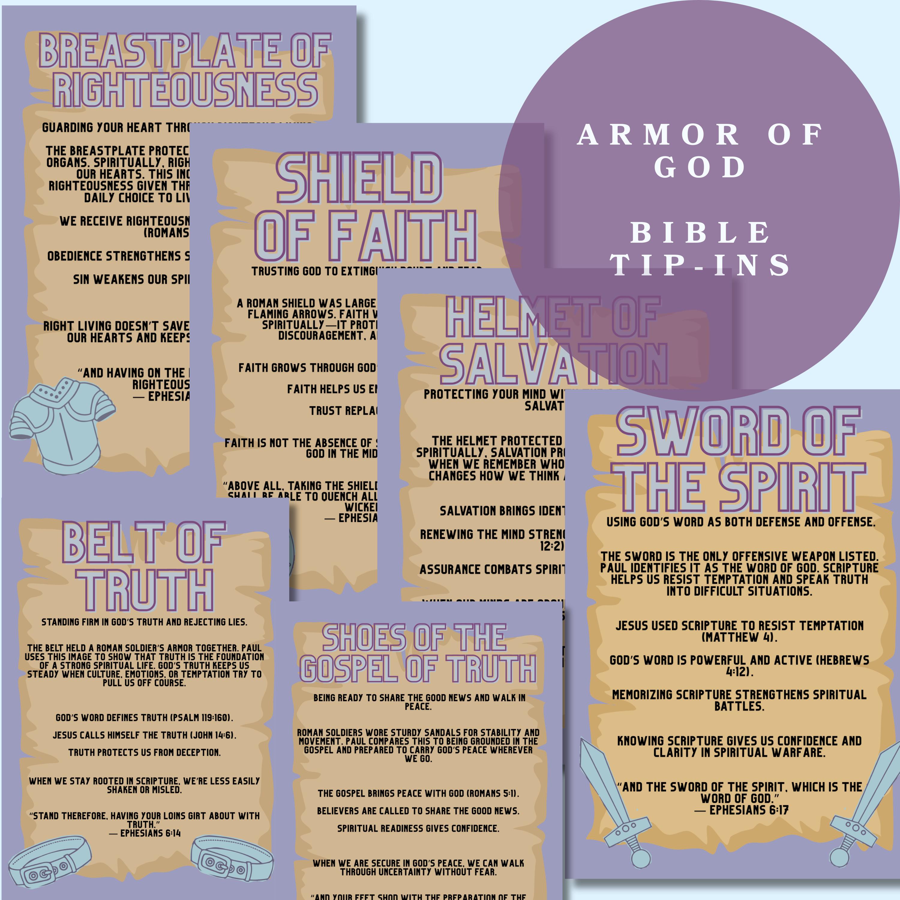 Armor of God Bible Journaling Tip-ins | Scripture Study (digital ...