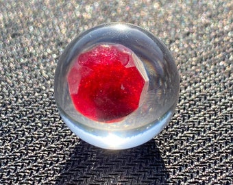 Ruby in epoxy sphere, red LED