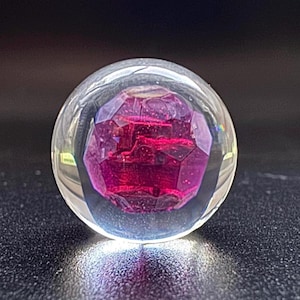 Granato in sfera epossidica da 18 mm, LED rosa *LEGGI LA DESCRIZIONE*