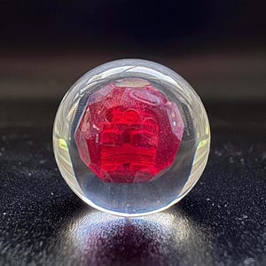Ruby in 18mm epoxy sphere, red LED *READ DESCRIPTION*