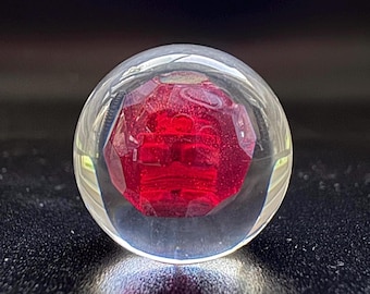 Ruby in 18mm epoxy sphere, red LED *READ DESCRIPTION*