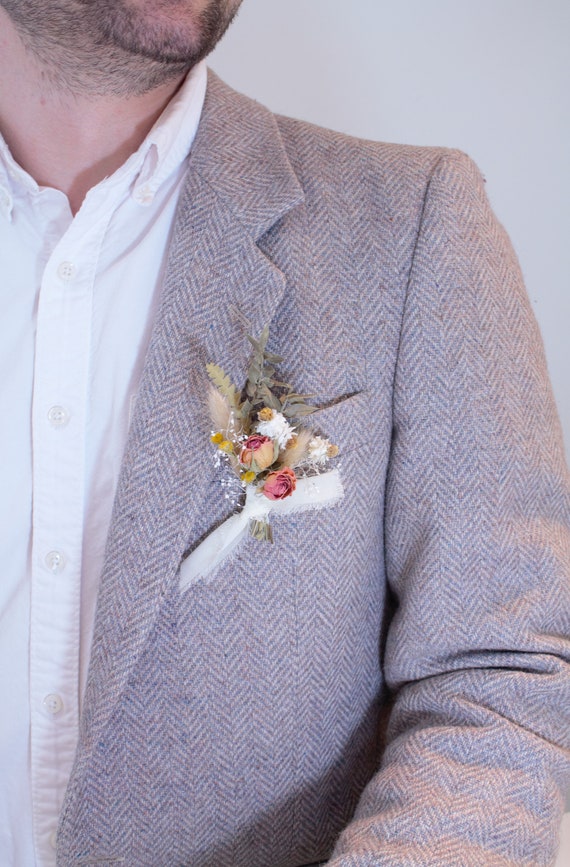 Rose Ochre Magnetic Boutonniere Wedding Boutonniere Dried Sustainable  Boutonniere Prom Dance, Groom, Groomsmen, Officiant 