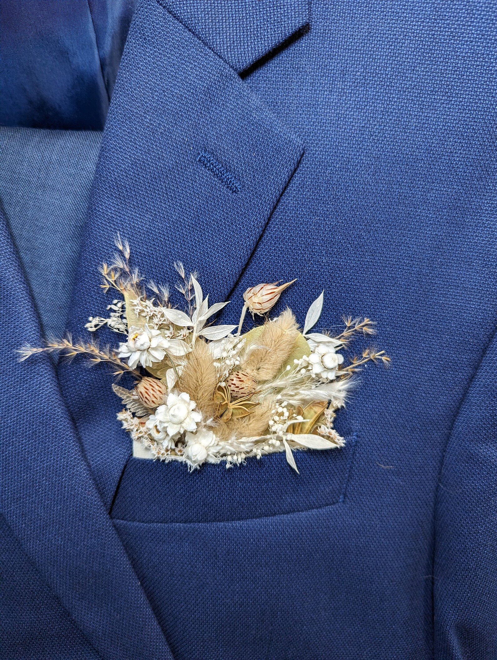 Cream Pocket Boutonniere Stylish Suit Pocket Square Dried Flowers