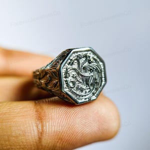 Chevalière dragon : argent sterling style viking celtique