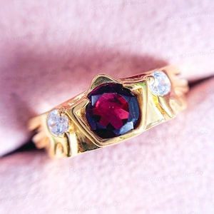 Zelda Goron's Ruby Ring: Hylian Shield Sterling Silver Garnet Engagement Ring