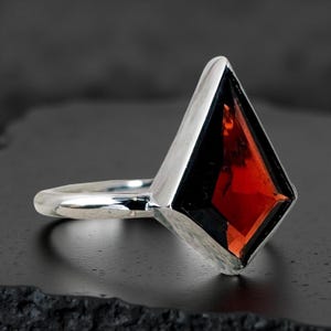 Kite Garnet Engagement Ring: Rose Gold Art Deco Bridal Ring