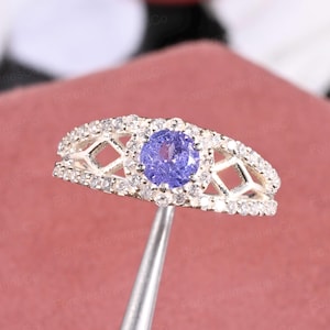 Handcrafted Tanzanite Ring: Sterling Silver Gemstone with Cubic Zirconia