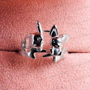 Pikachu and Pichu Ring-Pikachu Ring-925 Sterling Silver Ring-Pokemon Ring-Couple Ring-Pikachu Couple Ring-Pichu Ring-Christmas Gift Him Her