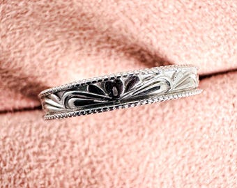 Filigraner Ehering: Vintage Milgrain Ring aus 585er Gold