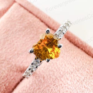 Real Citrine Ring | Heart Cut Citrine | Genuine Citrine Jewelry | November Birthstone | Promise Ring
