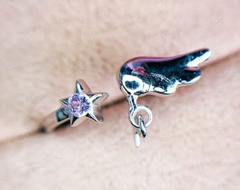 Sakura Wand Ring: Sterling Silver, Cubic Zirconia, Cosplay Jewelry