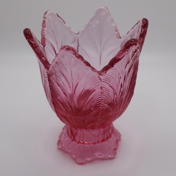 Fenton Glass Dusty Rose Candleholder 2-Way Marked 1992
