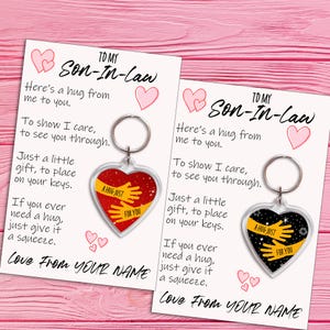 Personalized Son-In-Law Pocket Hug Keyring: Custom Keychain Gift