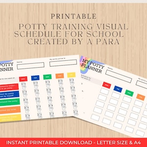 Potty Training Visual Schedule for School | 2-Page Printable Toileting Chart for Autistic Kids | Daily Routine for Paras