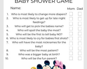 Mom or Dad baby shower game