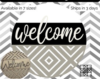 Barn Quilt Door Hanger, Barn Quilt Welcome sign