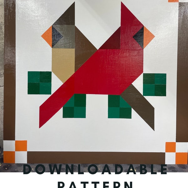 Cardinal Barn Quilt Pattern, PDF Pattern, Barn Quilts, DIY Barn Quilt, Make a Barn Quilt, Paint a Barn Quilt, Barn Quilt Patterns