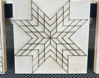 Engraved Barn Quilt Pattern: Laser Cut MDO Wood, Ready to Paint