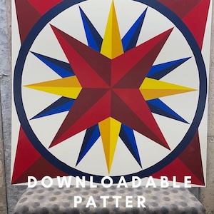 Mariners Compass Barn Quilt Pattern, PDF Pattern, Barn Quilts, DIY Barn Quilt, Make a Barn Quilt, Paint a Barn Quilt, Barn Quilt Patterns