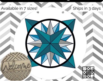 Barn Quilt Door Hanger, Barn Quilt Welcome sign