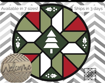 Barn Quilt Door Hanger, Barn Quilt Welcome sign