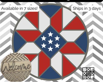 Barn Quilt Door Hanger, Barn Quilt Welcome sign