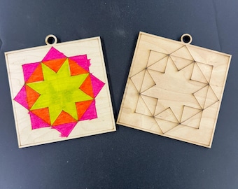 Barn Quilt Ornaments, 5" Ornaments, 3" Ornaments, Barn Quilt, Ornaments, Laser Engraved Ornaments