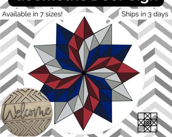 Barn Quilt Door Hanger, Barn Quilt Welcome sign