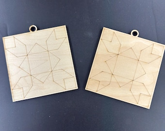 Barn Quilt Ornaments, 5" Ornaments, 3" Ornaments, Barn Quilt, Ornaments, Laser Engraved Ornaments