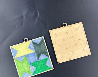 Barn Quilt Ornaments, 5" Ornaments, 3" Ornaments, Barn Quilt, Ornaments, Laser Engraved Ornaments