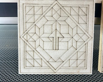 Laser Engraved Barn Quilt Pattern on MDO: Ready to Paint