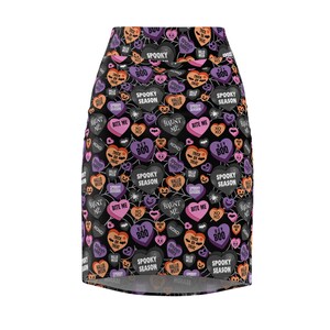 Spooky Season Halloween Women's Pencil Skirt with Dancing Skeletons