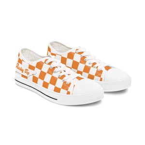 Rocky Top Checked Design Orange and White Women's Low Top Sneakers for Vols Fan Tennessee Vols Go Vols VFL