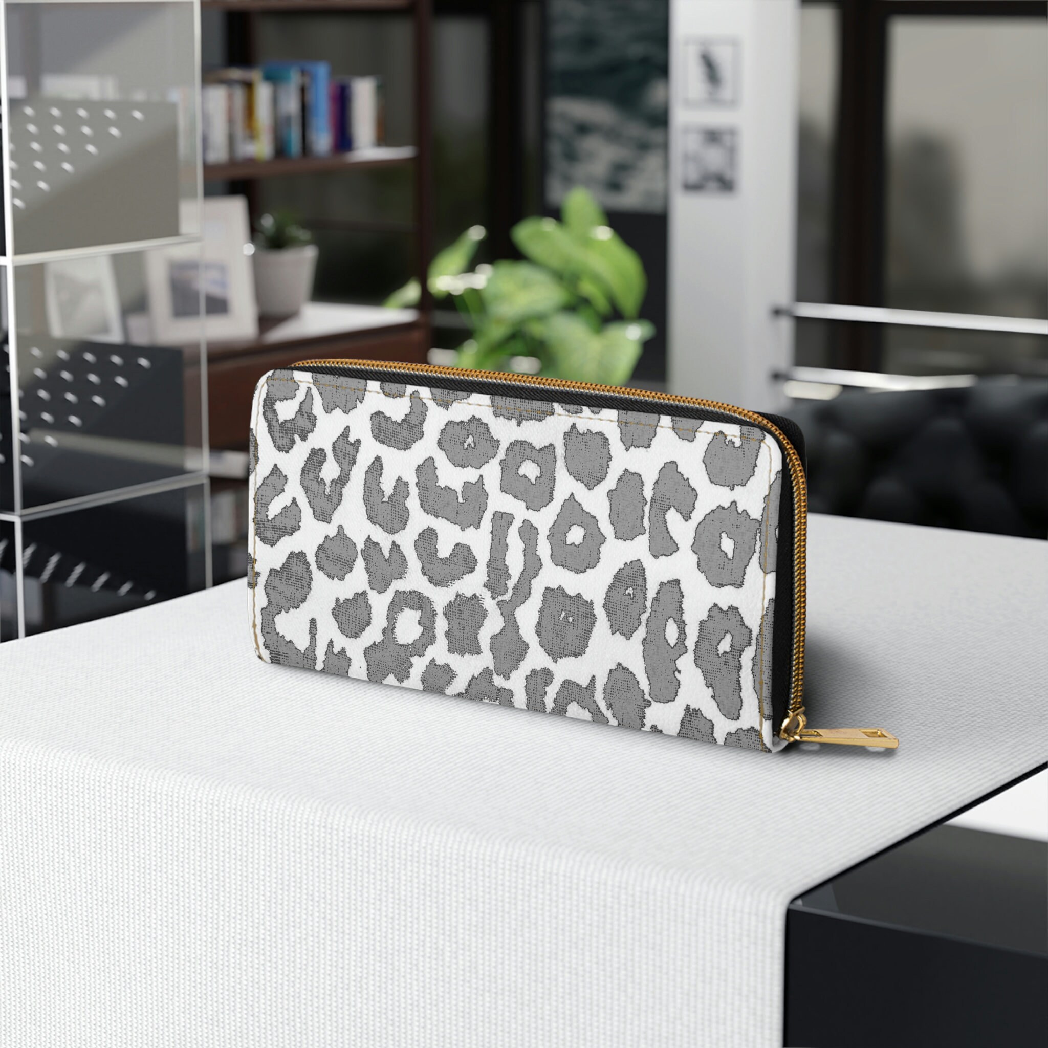 Leopard Print Black and White Faded Design Zipper Wallet - Etsy