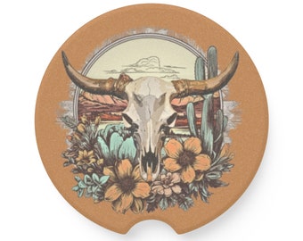 Posavasos para automóvil de esteatita estilo occidental con forma de calavera de toro