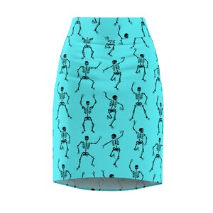 Halloween Women's Pencil Skirt with Dancing Skeletons