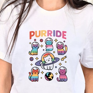 Purride Shirt, Cats In Space Shirt, Pride Rainbow Shirt, Cat Pride Shirt, Rainbow Cats Shirt, LGBT Cats Shirt, LGBTQ Pride Outfit, LGBTQ Top