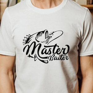 Vissencadeaus voor mannen | Master Baiter-shirt voor man, shirt echtgenoot, cadeau vader | T-shirt Bass Fishing - kerstcadeaus papa - T-shirt Fishy T-shirt