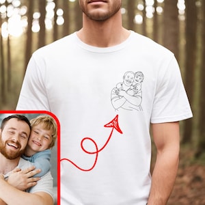 Custom Portrait T-Shirt, Outline Drawing From Photo, Couple Line Art Shirt, Bridal Portrait Tee, Gift For Him, Birthday Tee Top