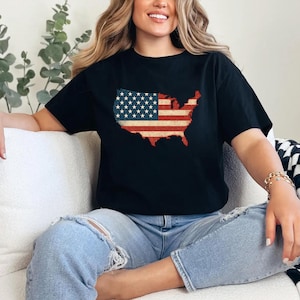 Camiseta con el mapa de Estados Unidos, camiseta con el mapa de EE. UU., camiseta patriótica de EE. UU., camiseta del 4 de julio, camiseta del orgullo estadounidense, camiseta con el mapa de Estados Unidos para hombre