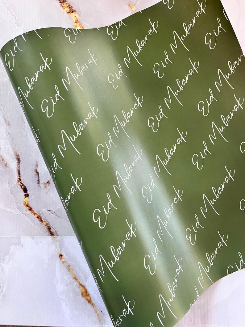 Eid gift wrapping paper sheet, Eid gift wrap Leaf green