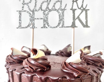 Dholki cake topper for dholki customised cake topper for wedding cake topper glittered gold cake topper for dholki