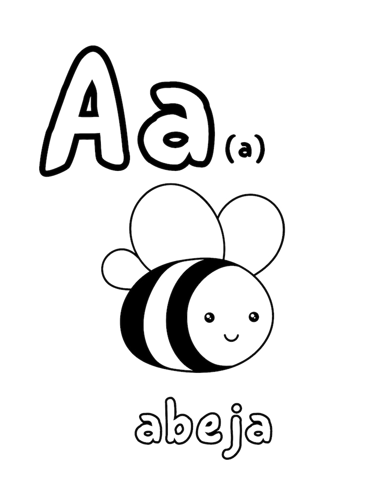 Learn Spanish Alphabet Coloring Book/pages, Animal Edition, Instant