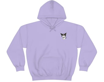 KAWAII Bunny Black White Rabbit + My m Back Japanese Hoodie Unisex Adorable Cute Light Purple Sweater Hoodie Suave y ligero