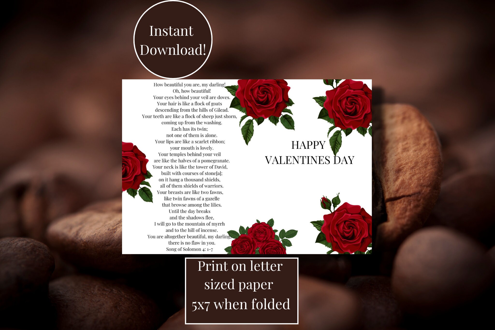PRINTABLE Romantic Valentines Day Card, 5x7 Valentines Day Card, Gifts ...