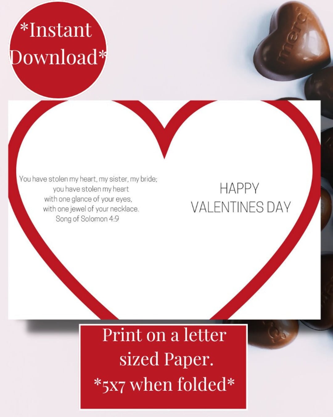 PRINTABLE Romantic Valentines Day Card for Her, 5x7 Valentines Day Card ...