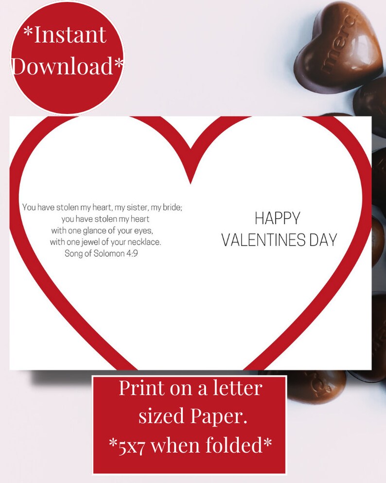 PRINTABLE Romantic Valentines Day Card for Her, 5x7 Valentines Day Card ...