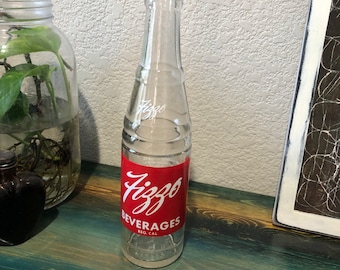 Botella de refresco Fizzo vintage de los años 40 - Etiqueta pintada de colección