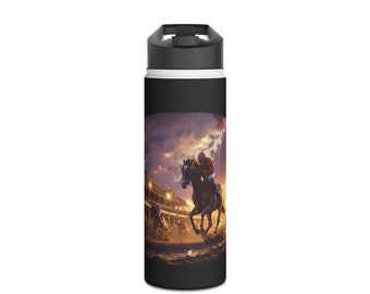 Color Pen Drawn Horse Race Stainless Steel Water Bottle